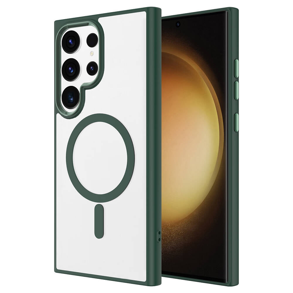 Galaxy S24 Ultra Kılıf M-safe Şarj Özellikli Zore Krom M-safe Silikon Kılıf