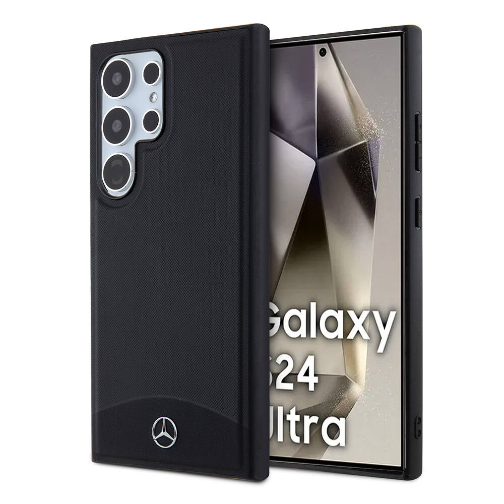 Galaxy S24 Ultra Kılıf Mercedes Benz Orijinal Lisanslı M-safe Şarj Özellikli Deri Dokumalı Sade Kılıf