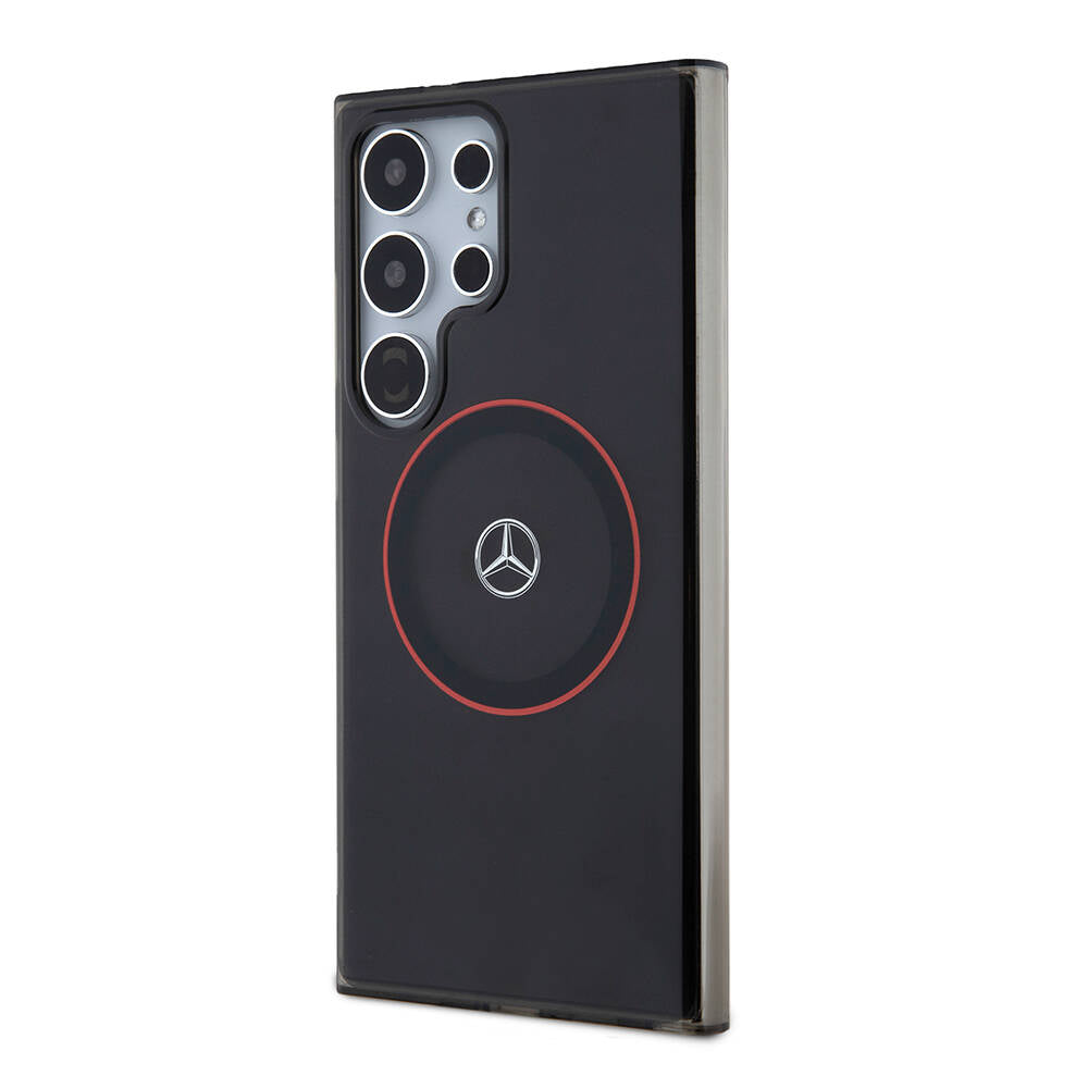 Galaxy S24 Ultra Kılıf Mercedes Benz Orijinal Lisanslı M-safe Şarj Özellikli IML Yıldız Logolu Red Ring Kılıf