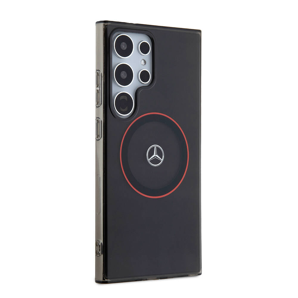 Galaxy S24 Ultra Kılıf Mercedes Benz Orijinal Lisanslı M-safe Şarj Özellikli IML Yıldız Logolu Red Ring Kılıf