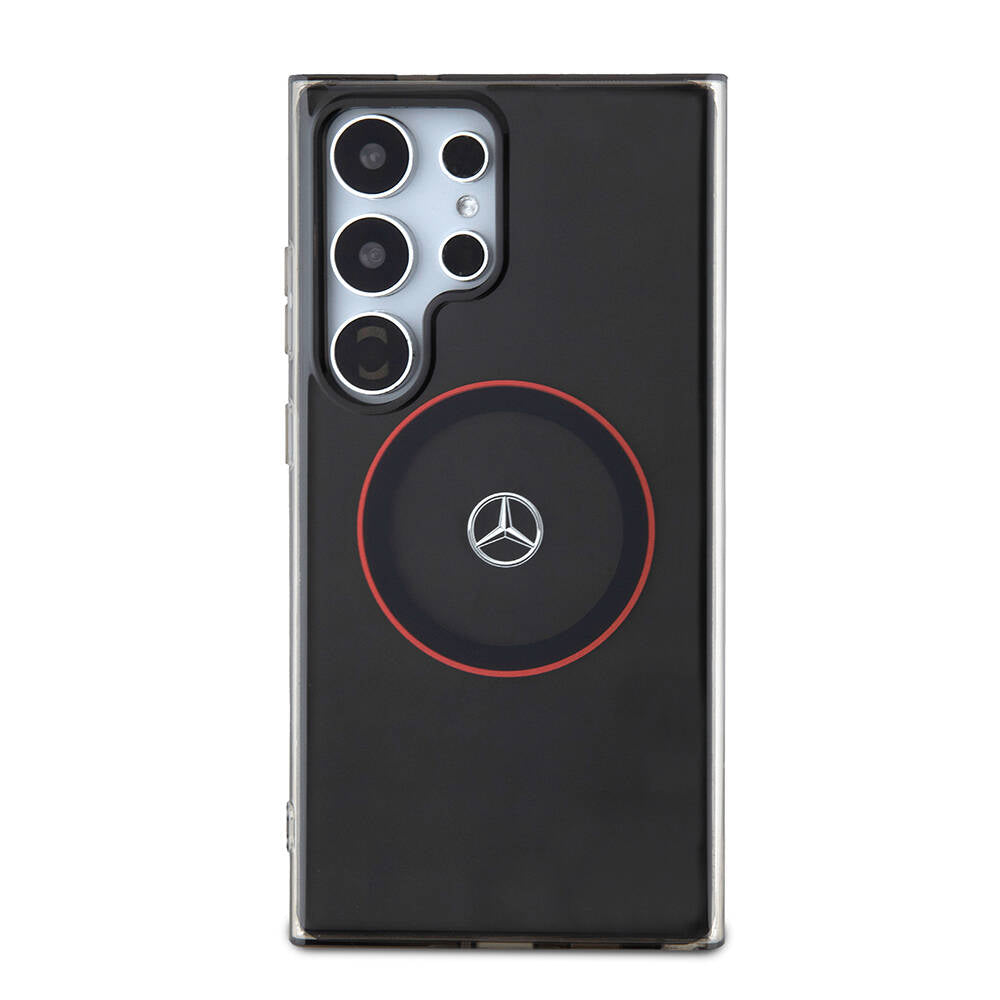 Galaxy S24 Ultra Kılıf Mercedes Benz Orijinal Lisanslı M-safe Şarj Özellikli IML Yıldız Logolu Red Ring Kılıf