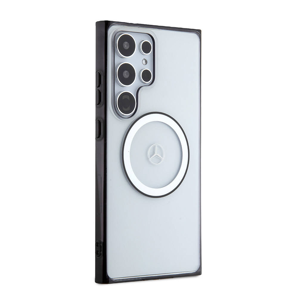 Galaxy S24 Ultra Kılıf Mercedes Benz Orijinal Lisanslı M-safe Şarj Özellikli PC TPU Transparan Black Ring Kılıf