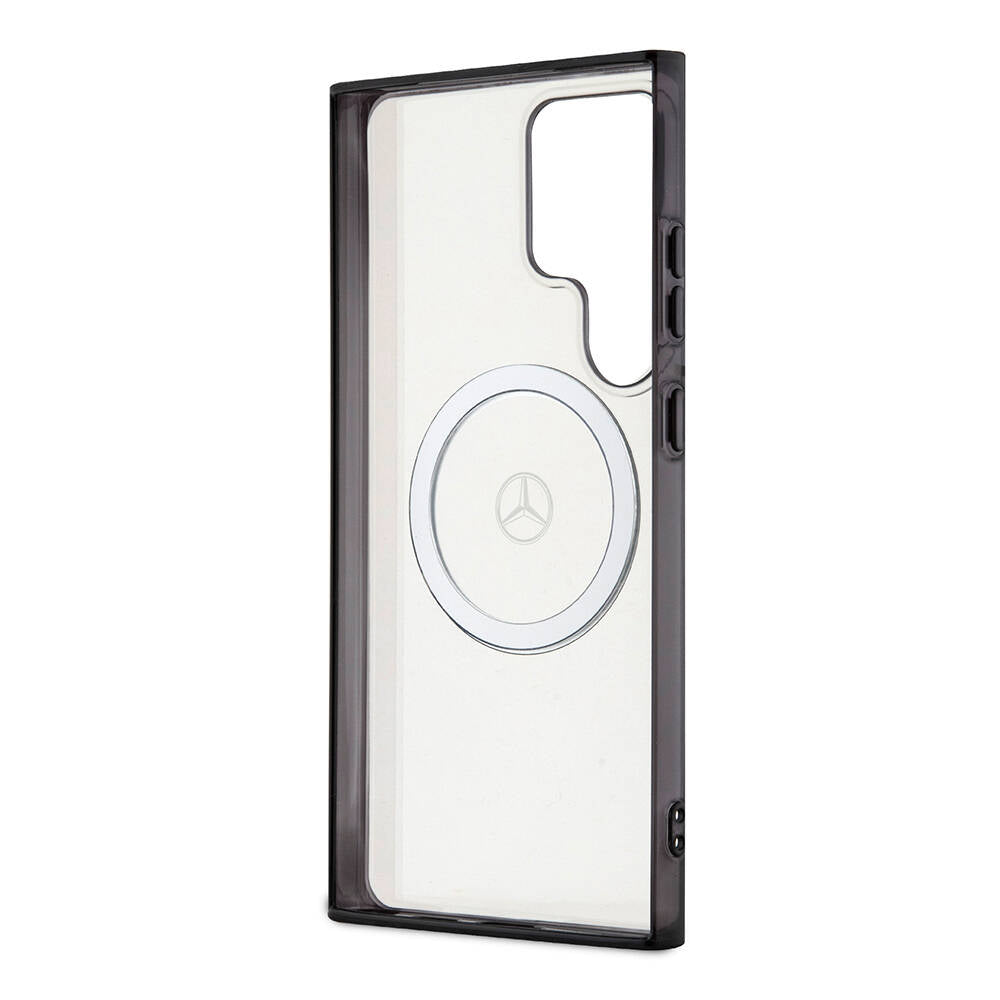 Galaxy S24 Ultra Kılıf Mercedes Benz Orijinal Lisanslı M-safe Şarj Özellikli PC TPU Transparan Black Ring Kılıf