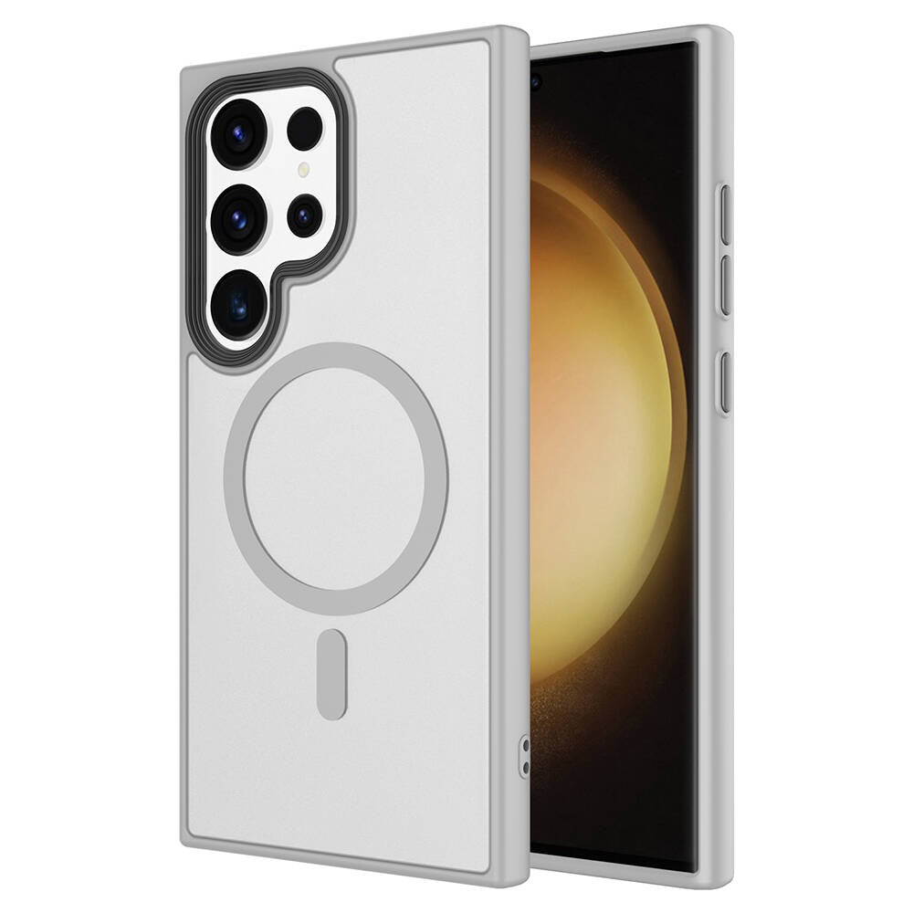 Galaxy S24 Ultra Kılıf Sert PC Arka Yüzey Wireless Şarj Özellikli Zore Flet M-safe Kılıf