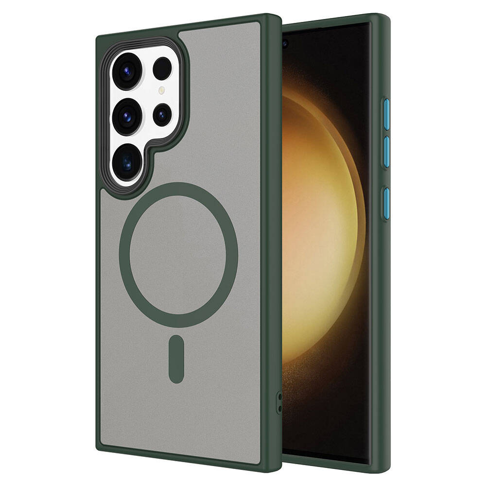 Galaxy S24 Ultra Kılıf Sert PC Arka Yüzey Wireless Şarj Özellikli Zore Flet M-safe Kılıf