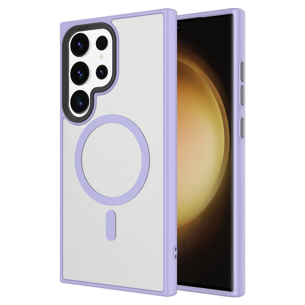 Galaxy S24 Ultra Kılıf Sert PC Arka Yüzey Wireless Şarj Özellikli Zore Flet M-safe Kılıf