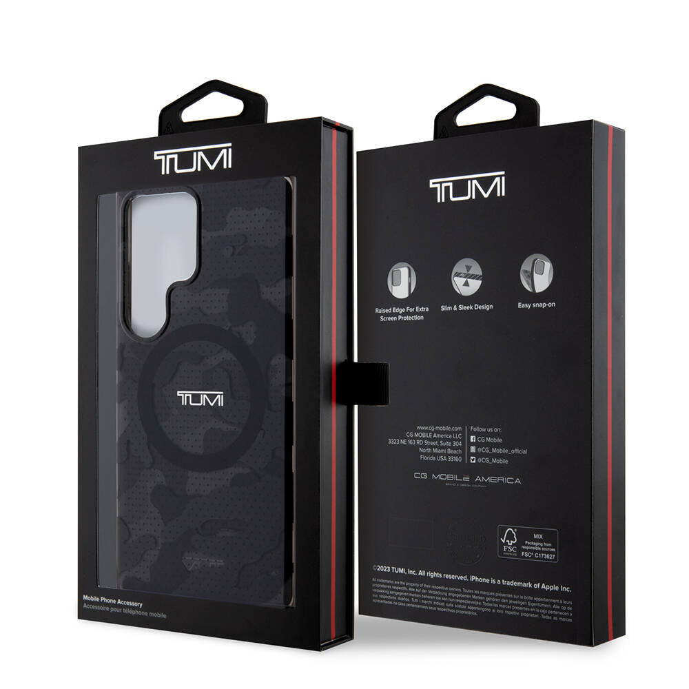 Galaxy S24 Ultra Kılıf TUMI Orijinal Lisanslı M-safe Şarj Özellikli Buzlanmış Saydam Ağ Kamuflajı Desenli Kılıf