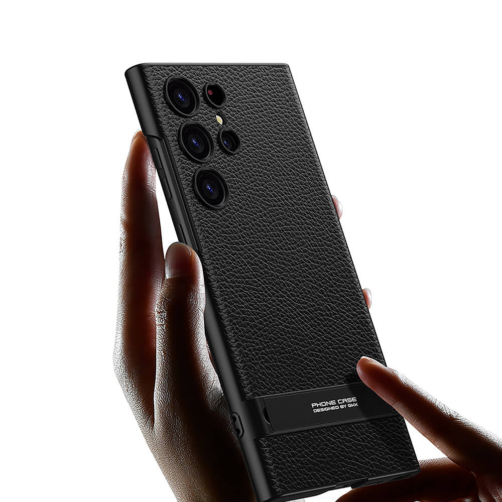 Galaxy S24 Ultra Kılıf Zore Kamera Korumalı Leather Dikey Standlı Ays Kılıf