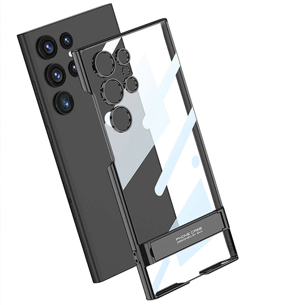 Galaxy S24 Ultra Kılıf Zore Kamera Korumalı Şeffaf Dikey Standlı Ays Kılıf