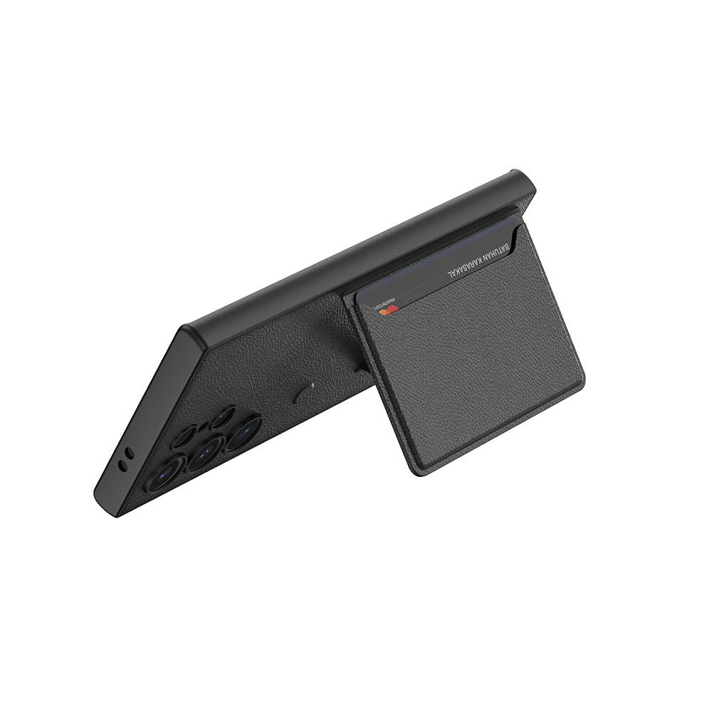 Galaxy S24 Ultra Suni Deri Arka Yüzey Zore Kartlıklı Kıpta Silikon Kılıf