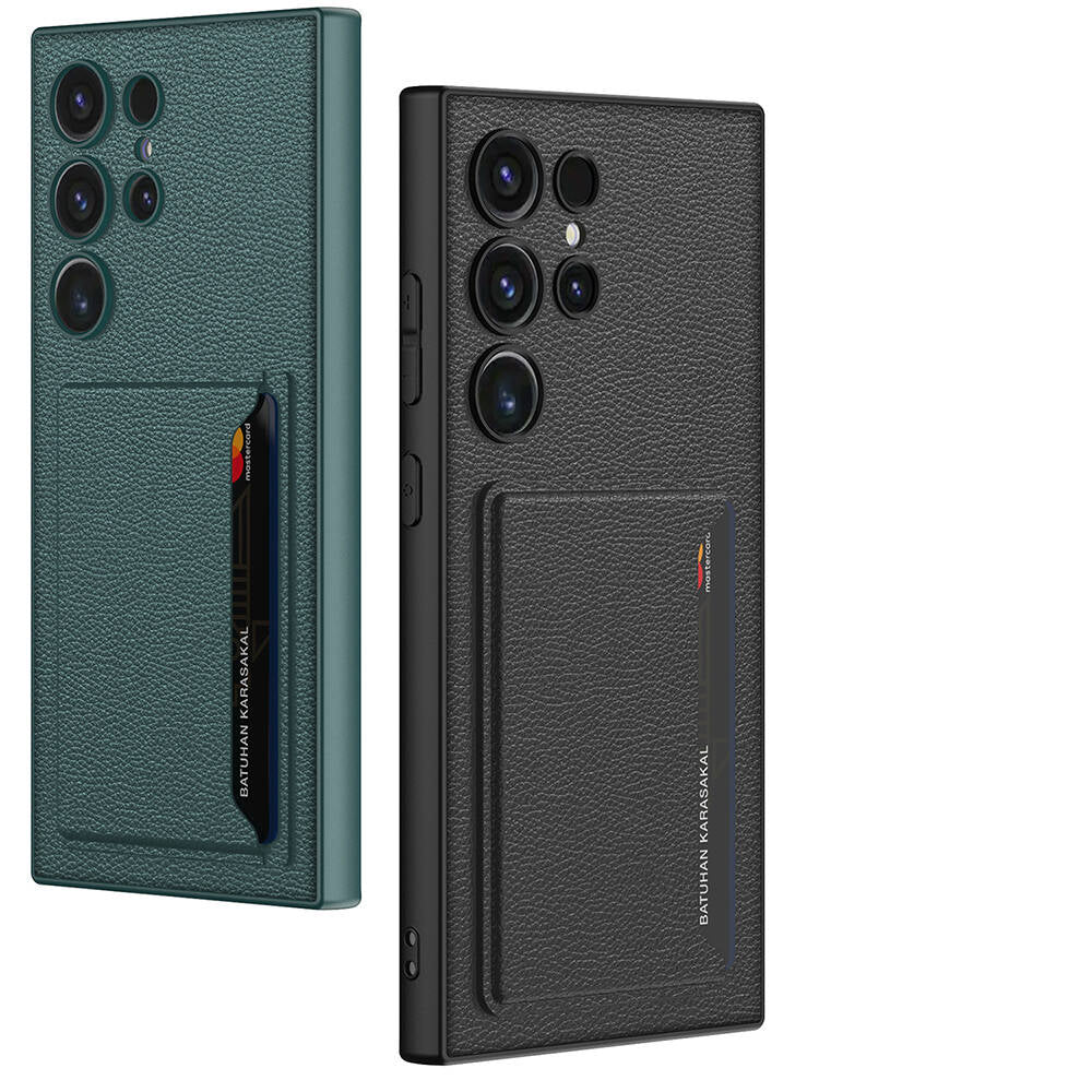 Galaxy S24 Ultra Suni Deri Arka Yüzey Zore Kartlıklı Kıpta Silikon Kılıf