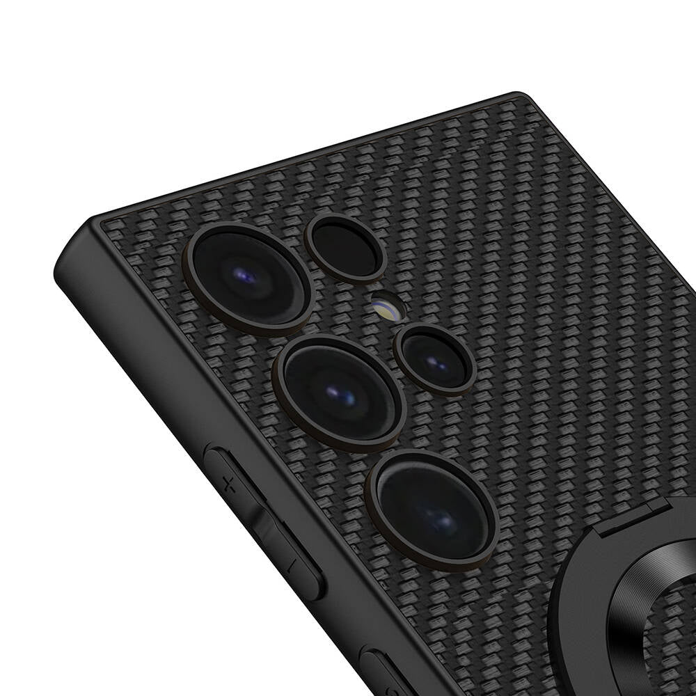 Galaxy S24 Ultra Wireless Şarj Özellikli Zore Kıpta Standlı M-safe Silikon Kılıf