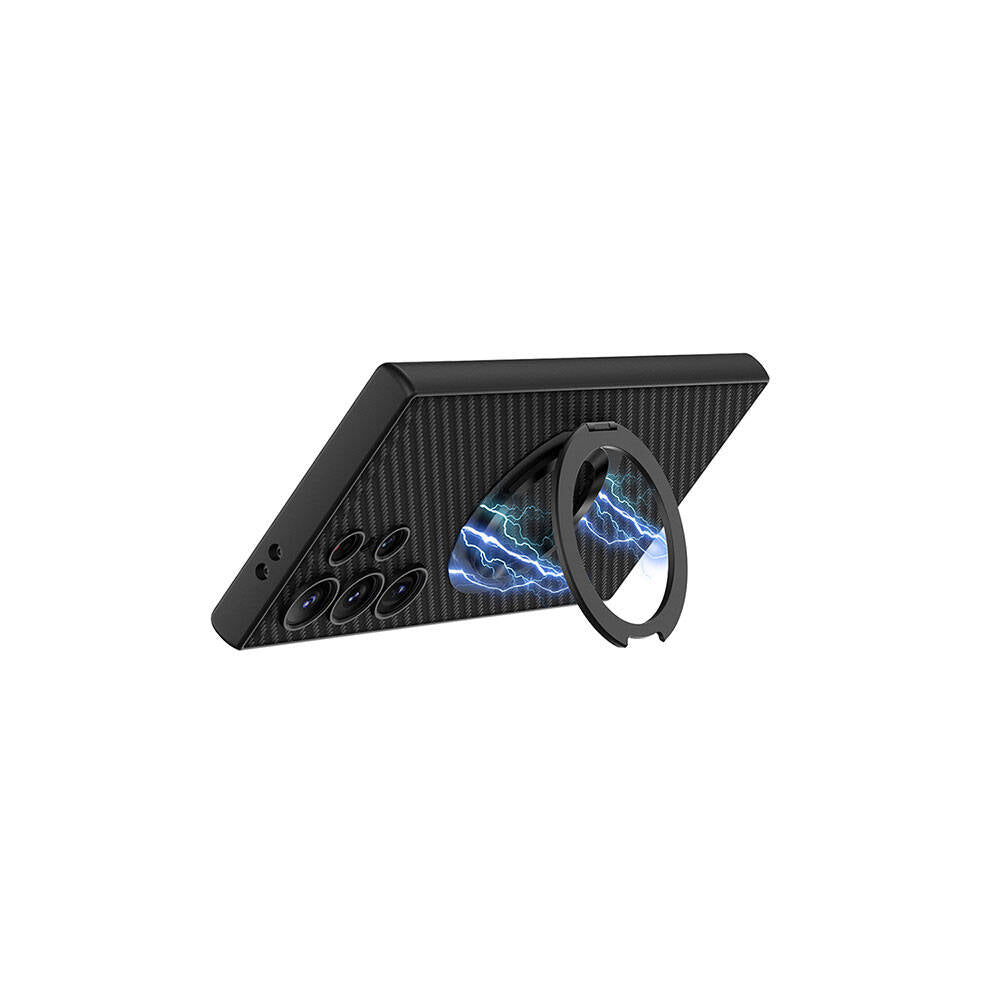 Galaxy S24 Ultra Wireless Şarj Özellikli Zore Kıpta Standlı M-safe Silikon Kılıf