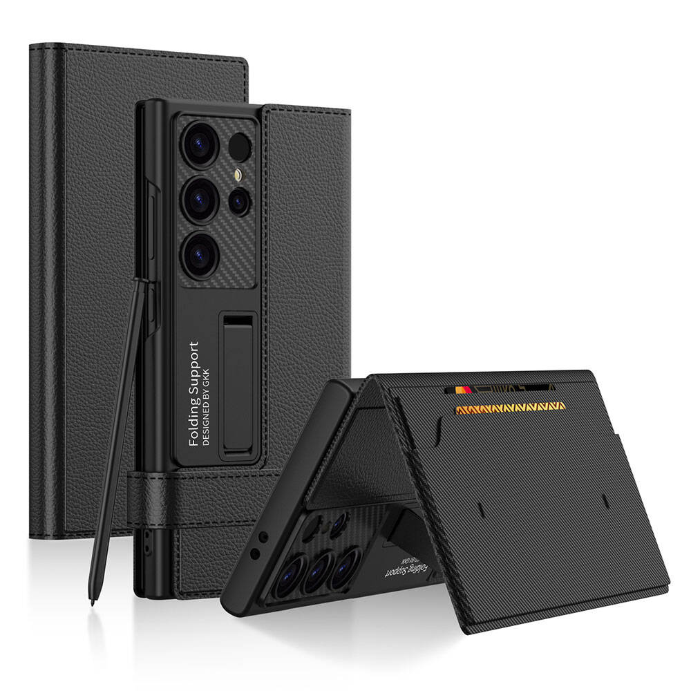 Galaxy S24 Ultra Zore Kıpta Standlı Kartlıklı Kılıf