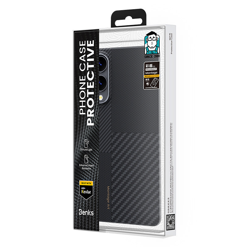 Galaxy S25 Edge Kılıf M-safe Şarj Özellikli Karbon Fiber Benks Montage ArmorAir Kevlar Kılıf