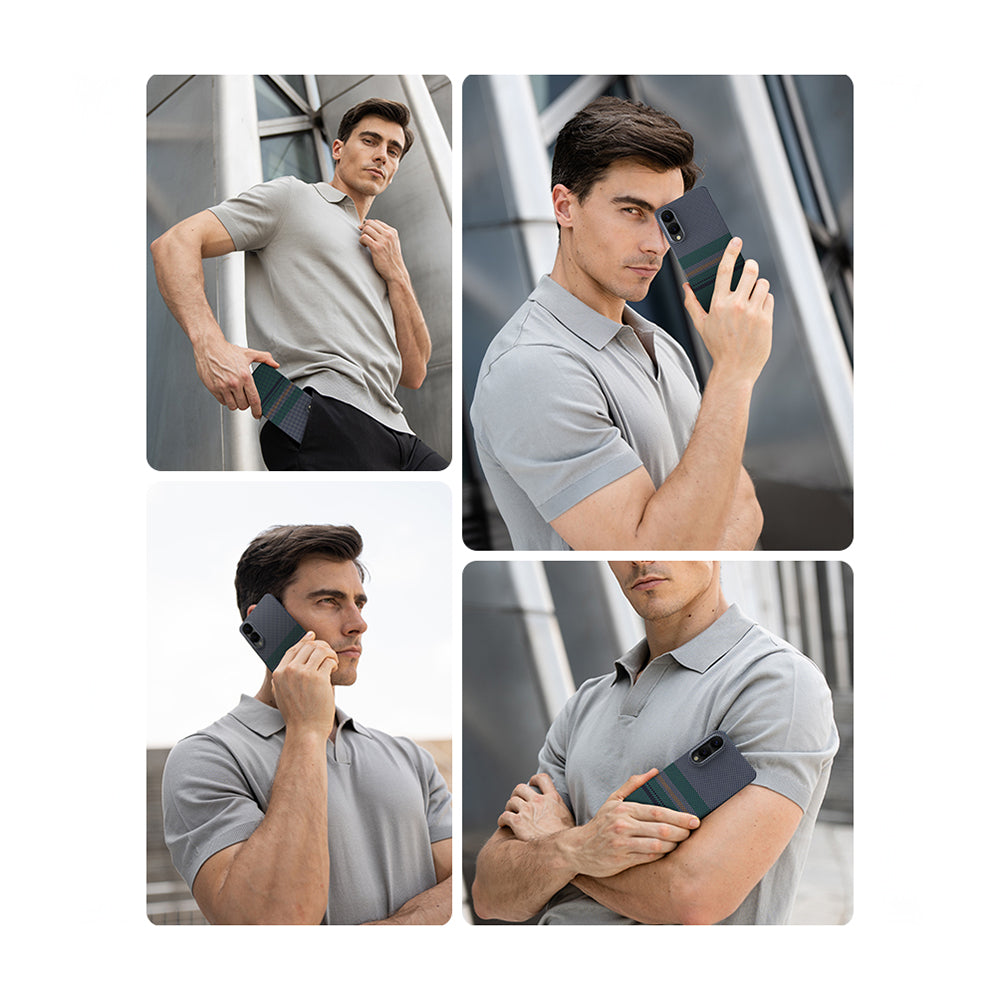 Galaxy S25 Edge Kılıf M-safe Şarj Özellikli Karbon Fiber Tasarımlı Benks Aurora ArmorAir Kevlar Kılıf