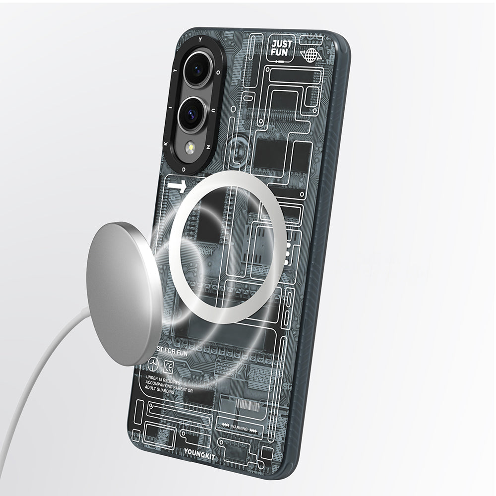 Galaxy S25 Edge Kılıf M-safe Şarj Özellikli Youngkit Technology Serisi Kılıf