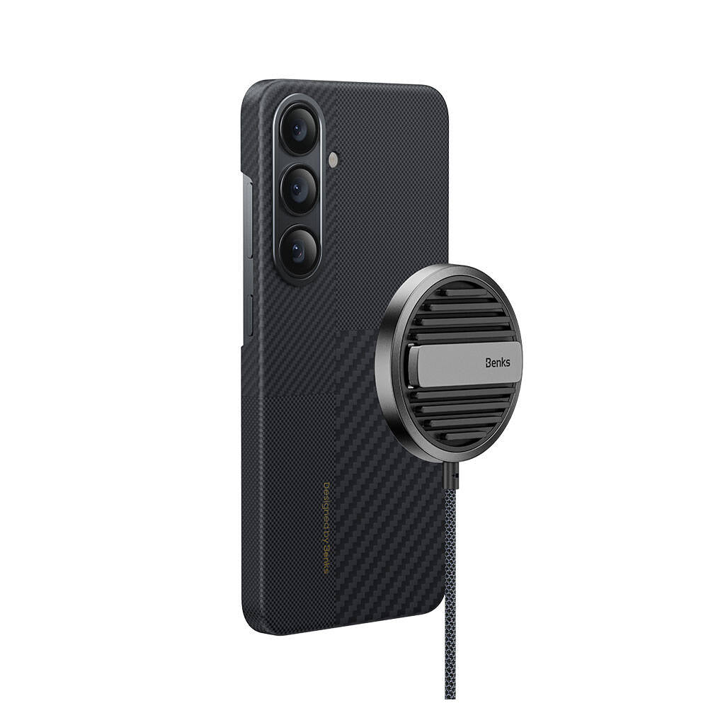 Galaxy S25 Kılıf M-safe Şarj Özellikli Karbon Fiber Benks Montage ArmorAir Kevlar Kılıf