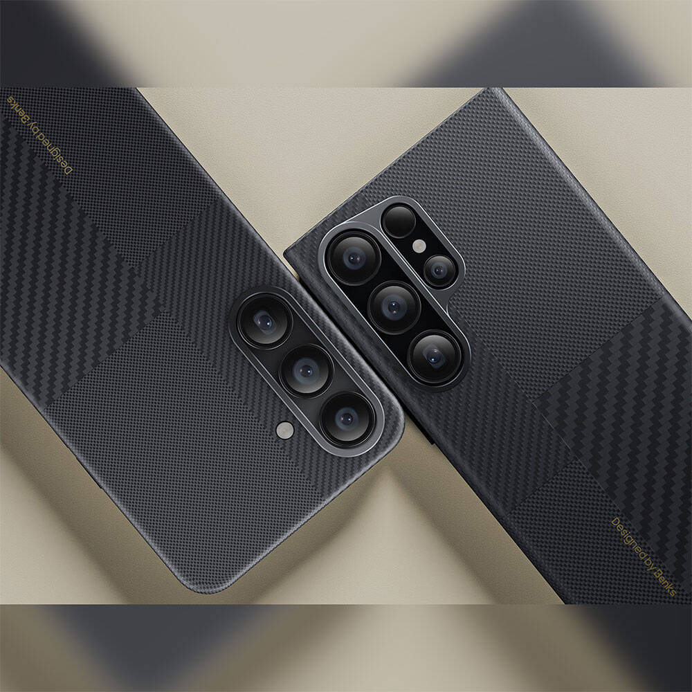 Galaxy S25 Kılıf M-safe Şarj Özellikli Karbon Fiber Benks Montage ArmorAir Kevlar Kılıf