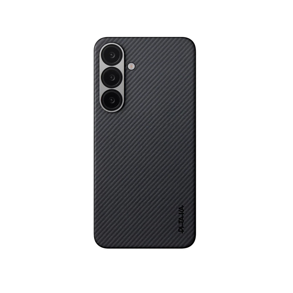 Galaxy S25 Kılıf M-safe Şarj Özellikli 600D Aramid Karbon Fiber Pitaka Ultra-Slim Classic Serisi Black-Grey Twill Kılıf