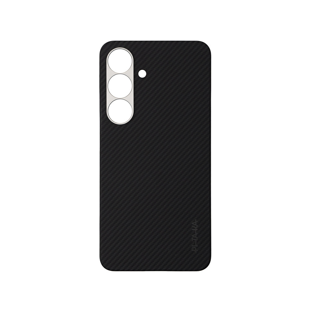 Galaxy S25 Kılıf M-safe Şarj Özellikli 600D Aramid Karbon Fiber Pitaka Ultra-Slim Classic Serisi Black-Grey Twill Kılıf