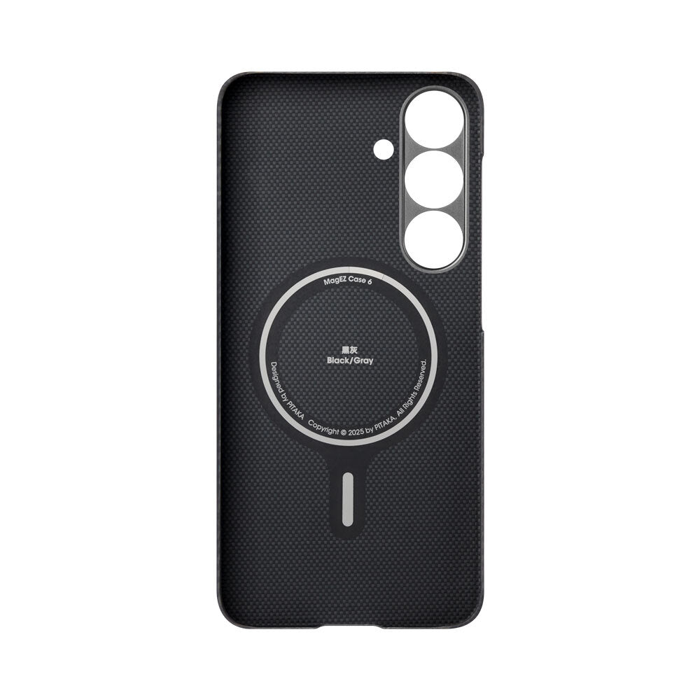 Galaxy S25 Kılıf M-safe Şarj Özellikli 600D Aramid Karbon Fiber Pitaka Ultra-Slim Classic Serisi Black-Grey Twill Kılıf