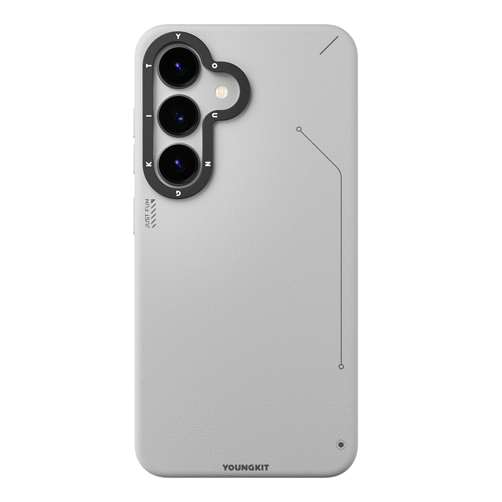 Galaxy S25 Kılıf M-safe Şarj Özellikli Basit Mat Deri Desenli Youngkit Tech Fashion Serisi Kılıf