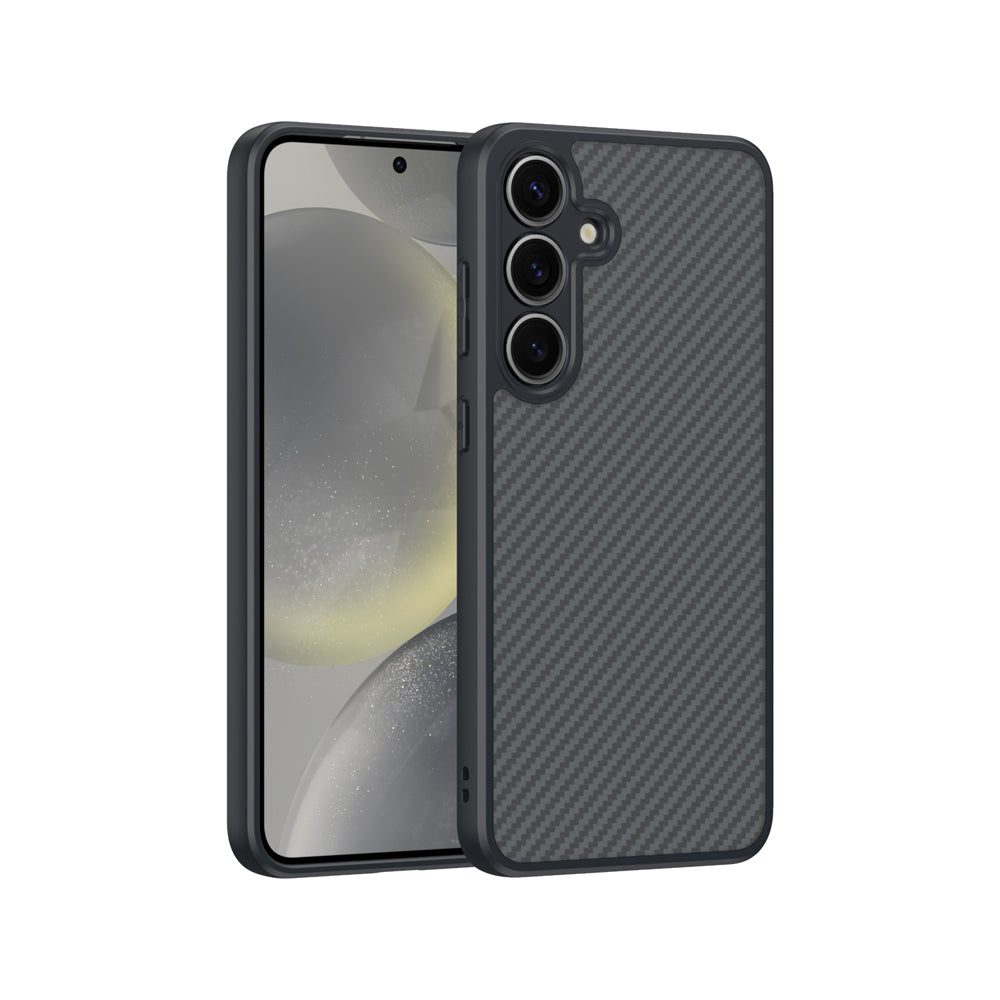 Galaxy S25 Kılıf M-safe Şarj Özellikli Karbon Fiber Tasarımlı Zore Elnino Kılıf