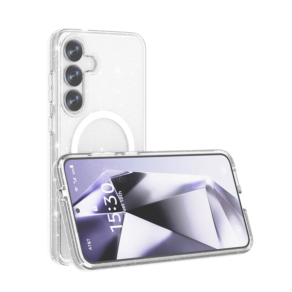 Galaxy S25 Kılıf M-safe Şarj Özellikli Parlayan Simli Saydam Renkli Zore Allstar Kılıf