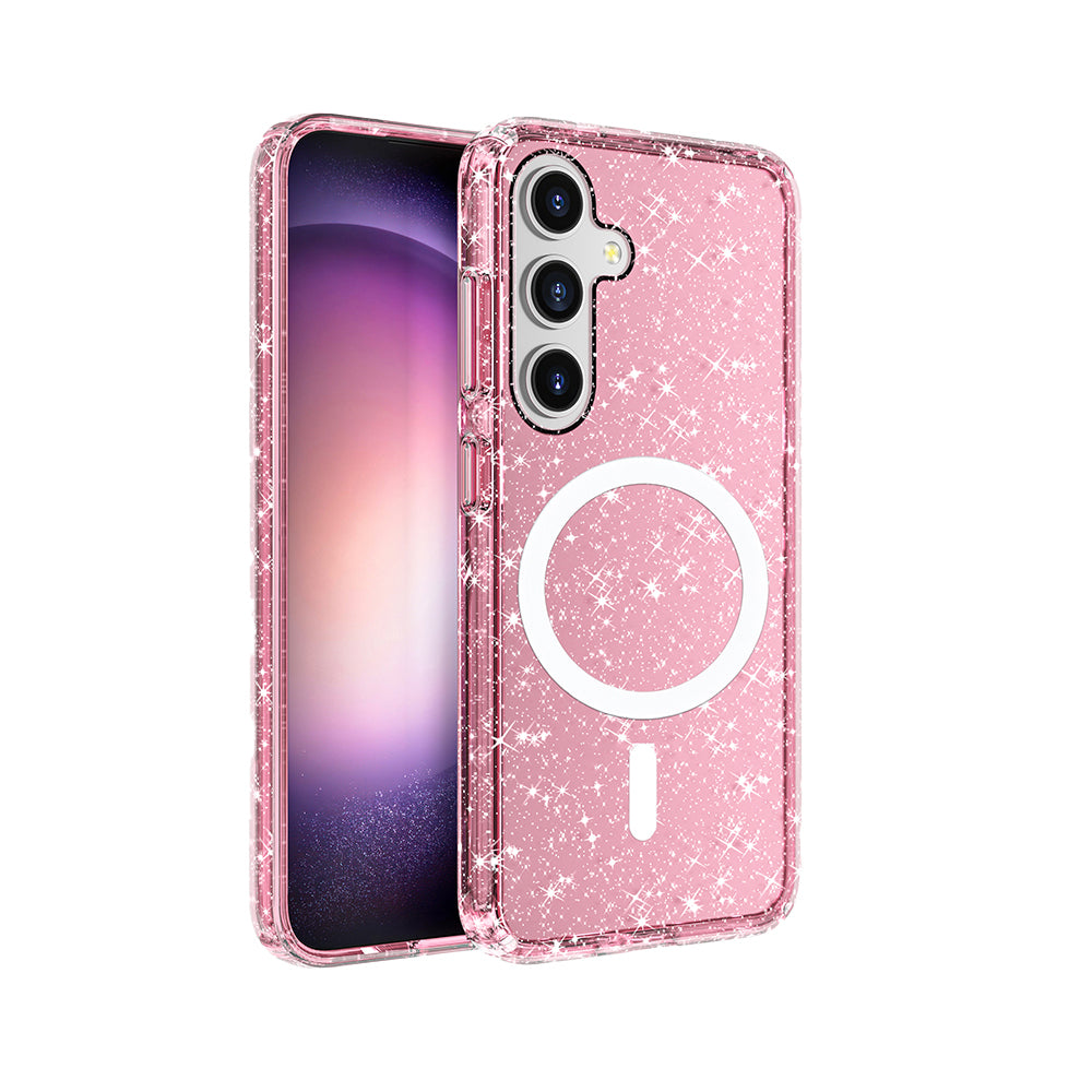 Galaxy S25 Kılıf M-safe Şarj Özellikli Parlayan Simli Saydam Renkli Zore Allstar Kılıf