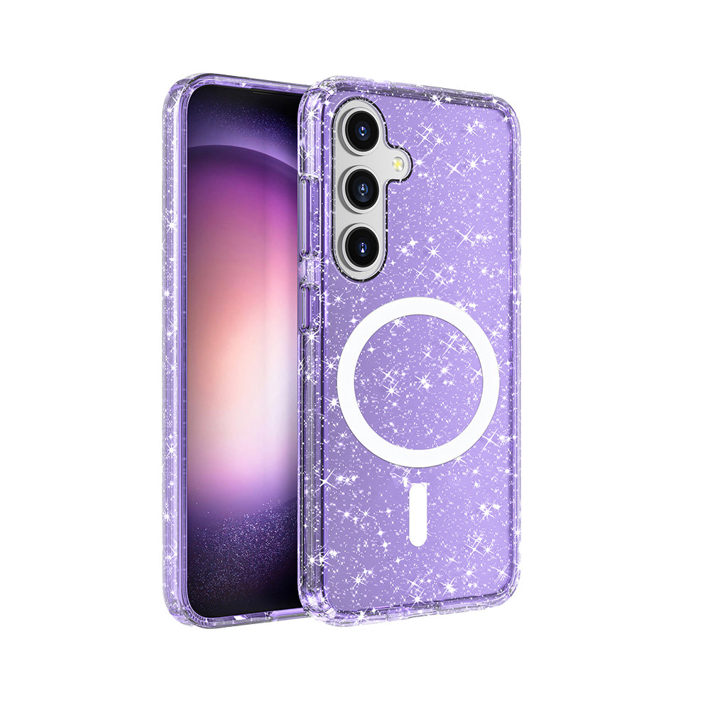 Galaxy S25 Kılıf M-safe Şarj Özellikli Parlayan Simli Saydam Renkli Zore Allstar Kılıf