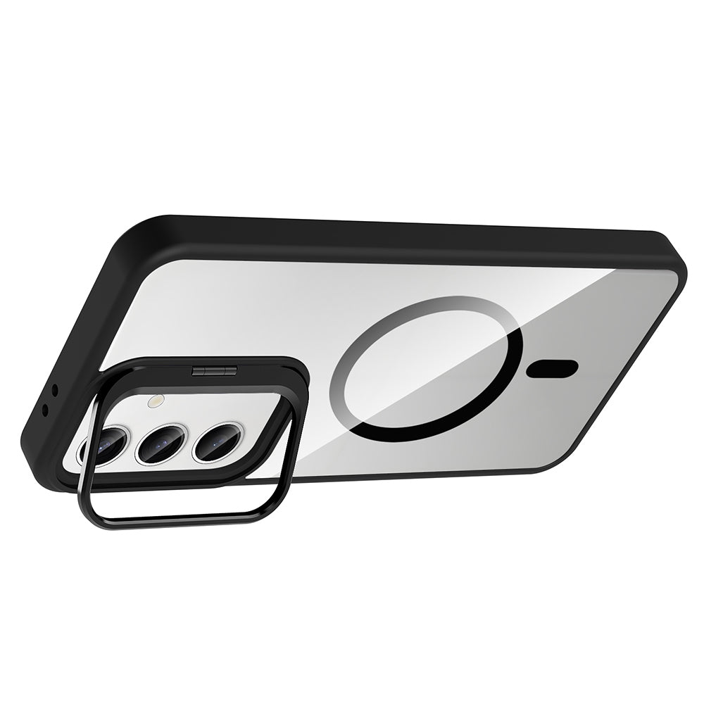 Galaxy S25 Kılıf Standlı ve Kamera Lens Hediyeli M-Safe Şarj Özellikli Zore Etro Kılıf