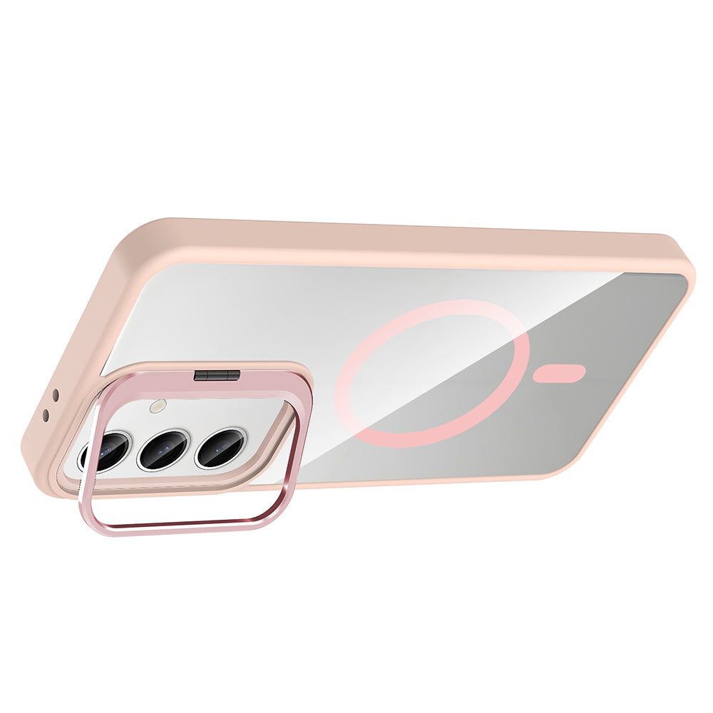 Galaxy S25 Kılıf Standlı ve Kamera Lens Hediyeli M-Safe Şarj Özellikli Zore Etro Kılıf