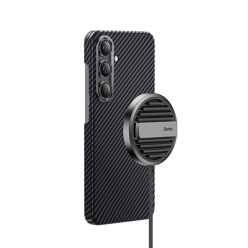 Galaxy S25 Plus Kılıf M-safe Şarj Özellikli Karbon Fiber Benks Essential ArmorAir 600D Kevlar Kılıf