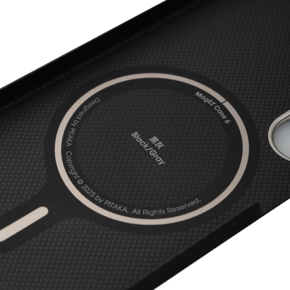 Galaxy S25 Plus Kılıf M-safe Şarj Özellikli 600D Aramid Karbon Fiber Pitaka Ultra-Slim Classic Serisi Black-Grey Twill Kılıf