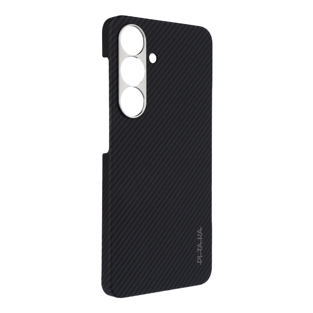 Galaxy S25 Plus Kılıf M-safe Şarj Özellikli 600D Aramid Karbon Fiber Pitaka Ultra-Slim Classic Serisi Black-Grey Twill Kılıf