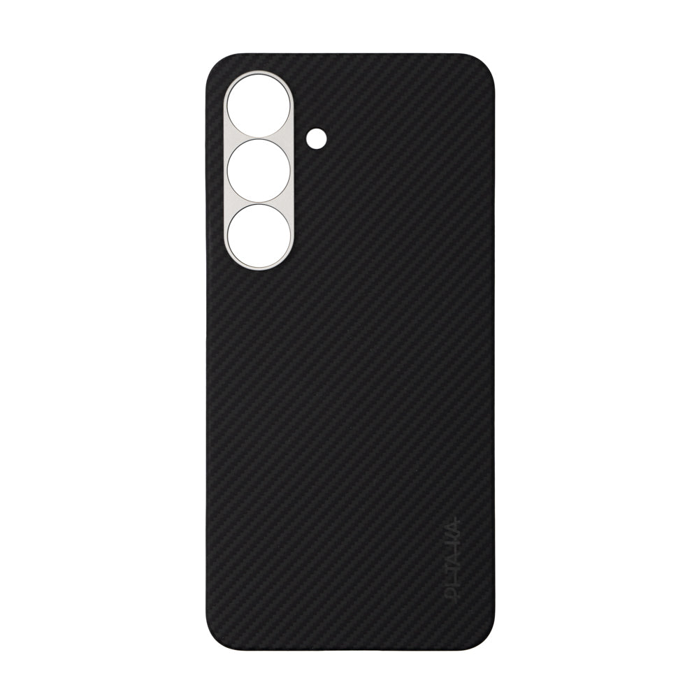 Galaxy S25 Plus Kılıf M-safe Şarj Özellikli 600D Aramid Karbon Fiber Pitaka Ultra-Slim Classic Serisi Black-Grey Twill Kılıf