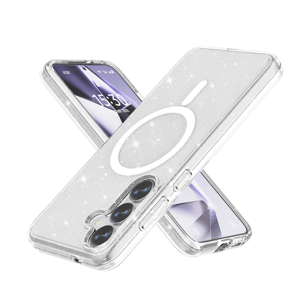 Galaxy S25 Plus Kılıf M-safe Şarj Özellikli Parlayan Simli Saydam Renkli Zore Allstar Kılıf