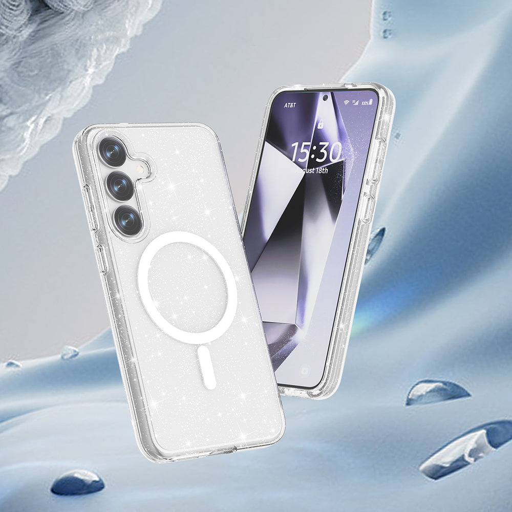 Galaxy S25 Plus Kılıf M-safe Şarj Özellikli Parlayan Simli Saydam Renkli Zore Allstar Kılıf