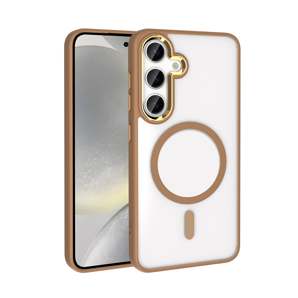 Galaxy S25 Plus Kılıf M-safe Şarj Özellikli Zore Krom M-safe Silikon Kılıf