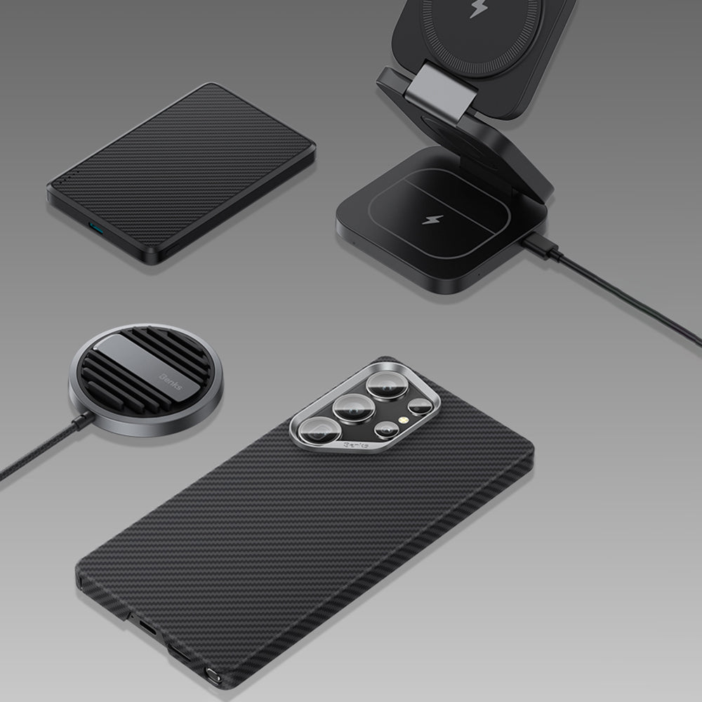 Galaxy S25 Ultra Kılıf Benks M-safe Şarj Özellikli Magnetik ArmorAir 600D Kevlar Fiber Kılıf