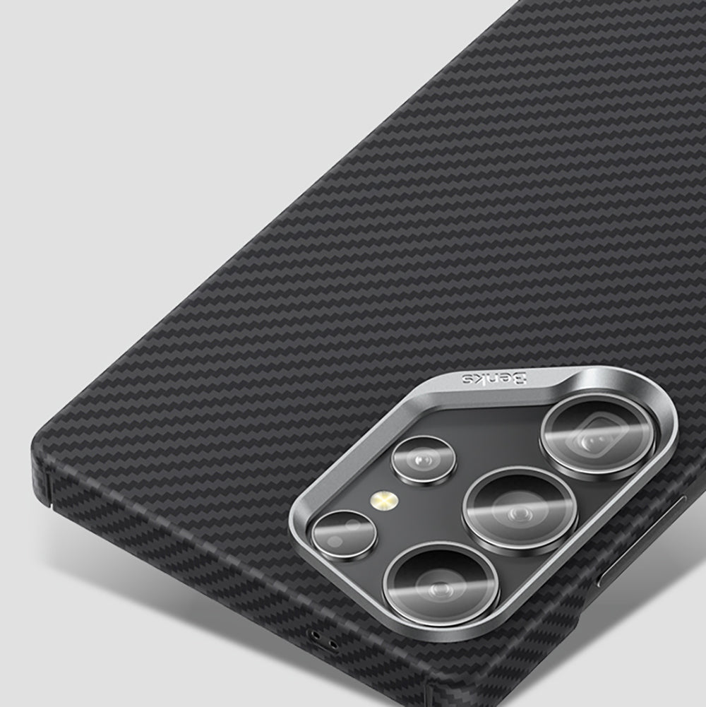 Galaxy S25 Ultra Kılıf Benks M-safe Şarj Özellikli Magnetik ArmorAir 600D Kevlar Karbon Fiber Kılıf