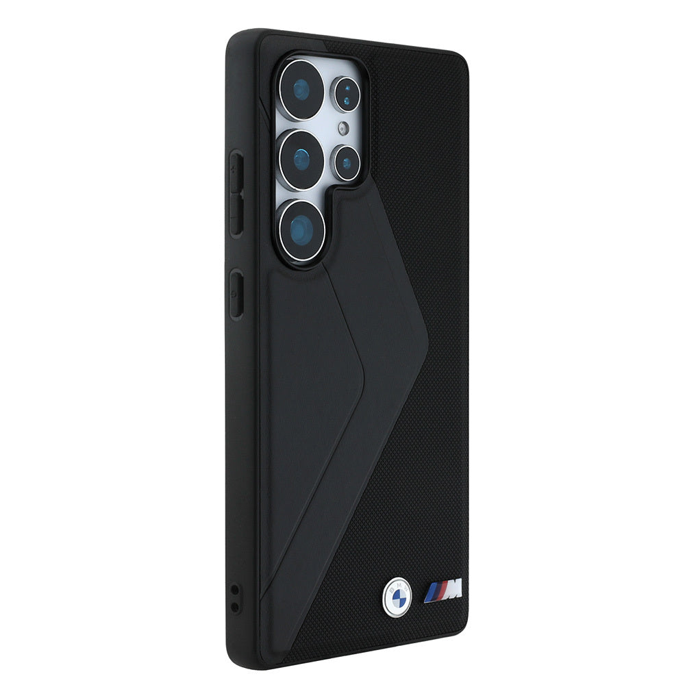 Galaxy S25 Ultra Kılıf BMW Orijinal Lisanslı M-safe Şarj Özellikli M Logolu Oversize Çizgili PU Deri Kılıf