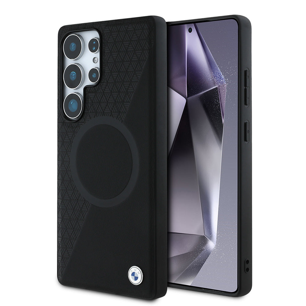 Galaxy S25 Ultra Kılıf BMW Orijinal Lisanslı M-safe Şarj Özellikli Metal Logolu Yarım Dokulu Circle Deri Kılıf