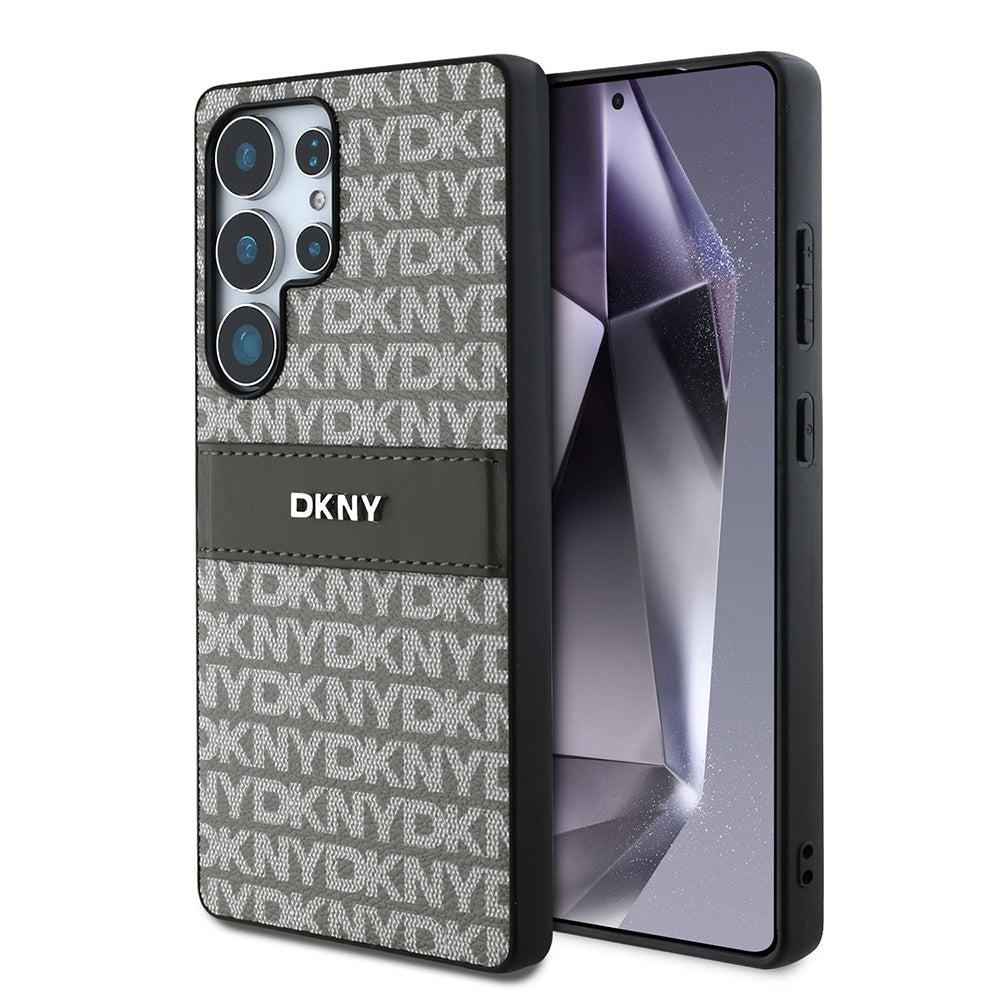 Galaxy S25 Ultra Kılıf DKNY Orijinal Lisanslı Kartlıklı 3D Yazılı Repeat Texture Pattern Kılıf