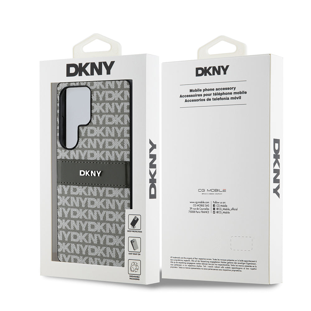 Galaxy S25 Ultra Kılıf DKNY Orijinal Lisanslı Kartlıklı 3D Yazılı Repeat Texture Pattern Kılıf