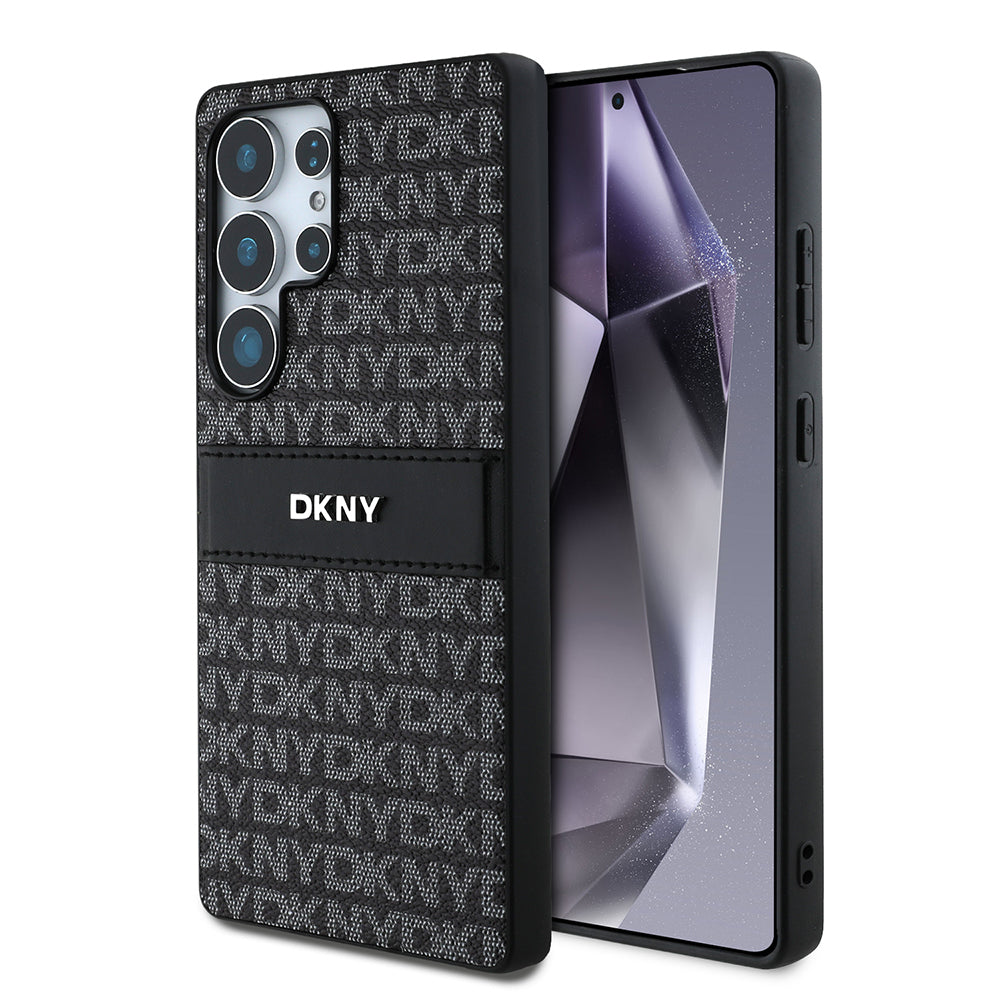 Galaxy S25 Ultra Kılıf DKNY Orijinal Lisanslı Kartlıklı 3D Yazılı Repeat Texture Pattern Kılıf
