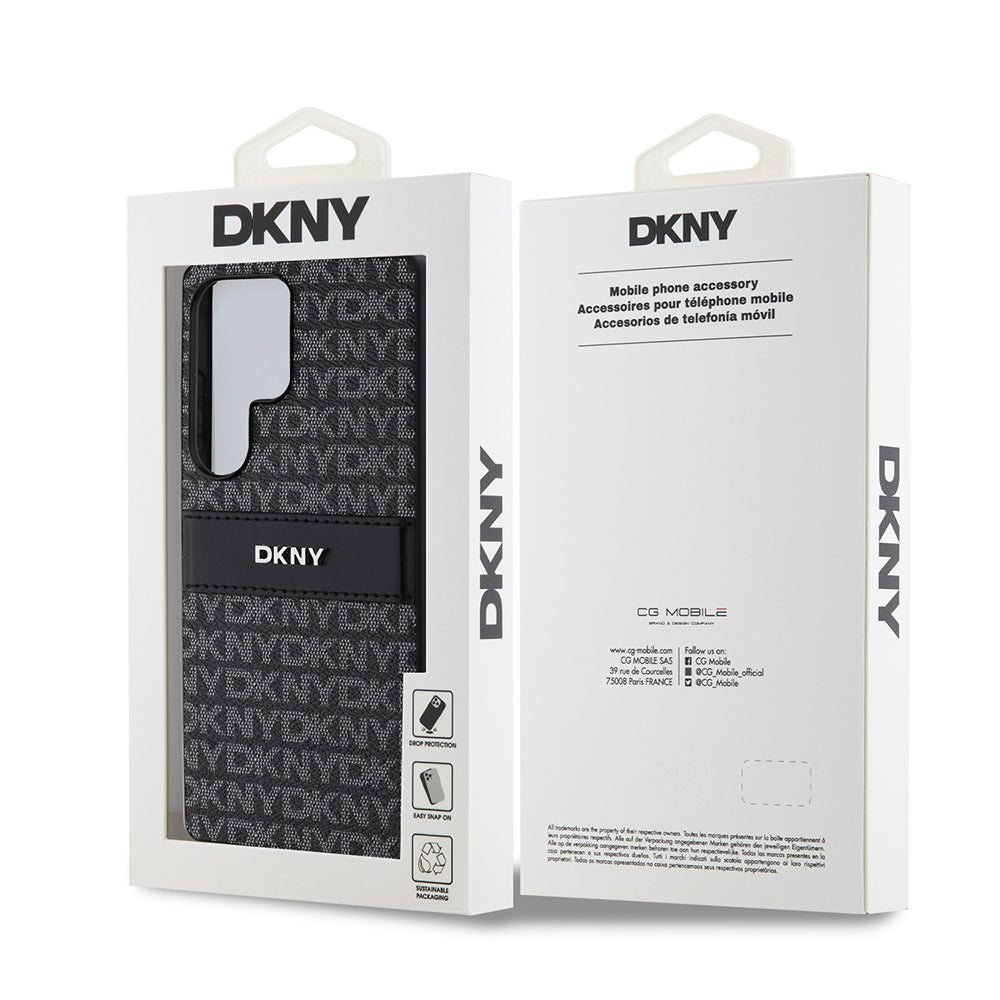 Galaxy S25 Ultra Kılıf DKNY Orijinal Lisanslı Kartlıklı 3D Yazılı Repeat Texture Pattern Kılıf