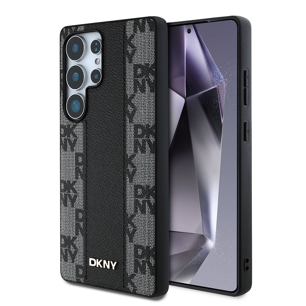 Galaxy S25 Ultra Kılıf DKNY Orijinal Lisanslı M-safe Şarj Özellikli 3D Yazılı Checkered Pattern Kılıf