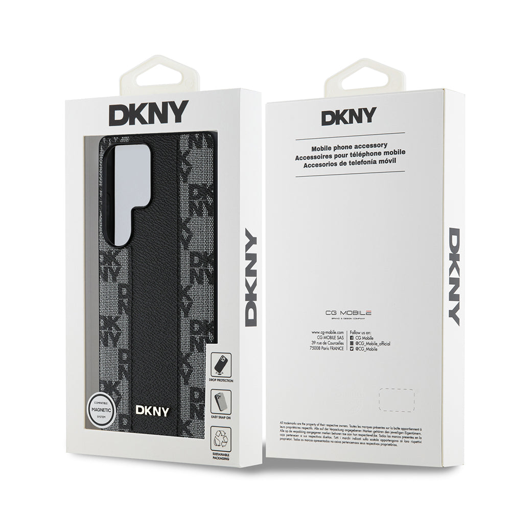 Galaxy S25 Ultra Kılıf DKNY Orijinal Lisanslı M-safe Şarj Özellikli 3D Yazılı Checkered Pattern Kılıf